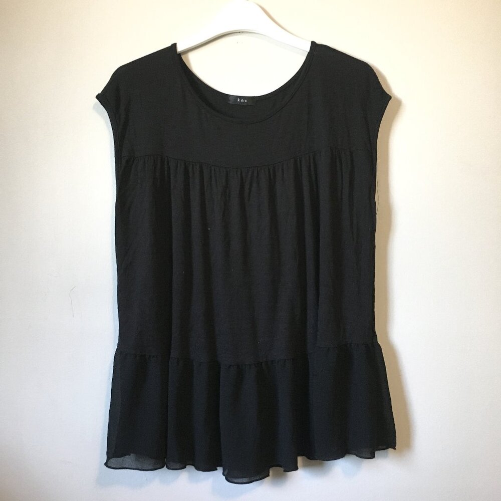 Whimsigoth Black Ruffle Babydoll Tank Top M L Dark Coquette